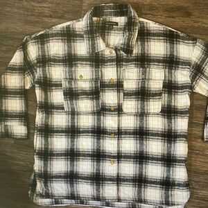 Banana Republic Black and White Plaid Button-Down Shirt